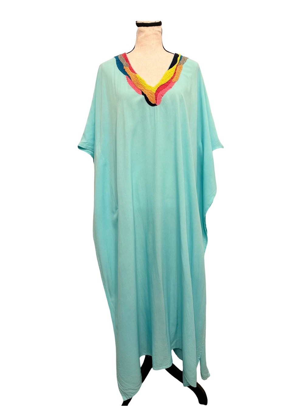 America & Beyond Light Blue V-Neck Embroidered Swim Coverup